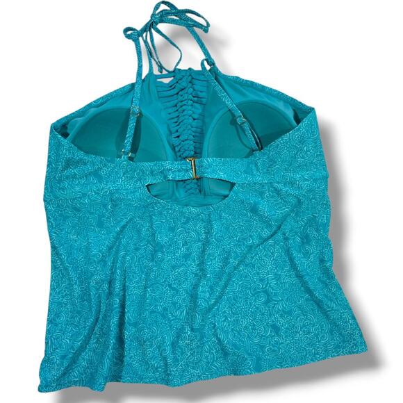 Catalina Women’s Plus Size Blue Tankini Top 3X Padded Adjustable Straps - Picture 4 of 9